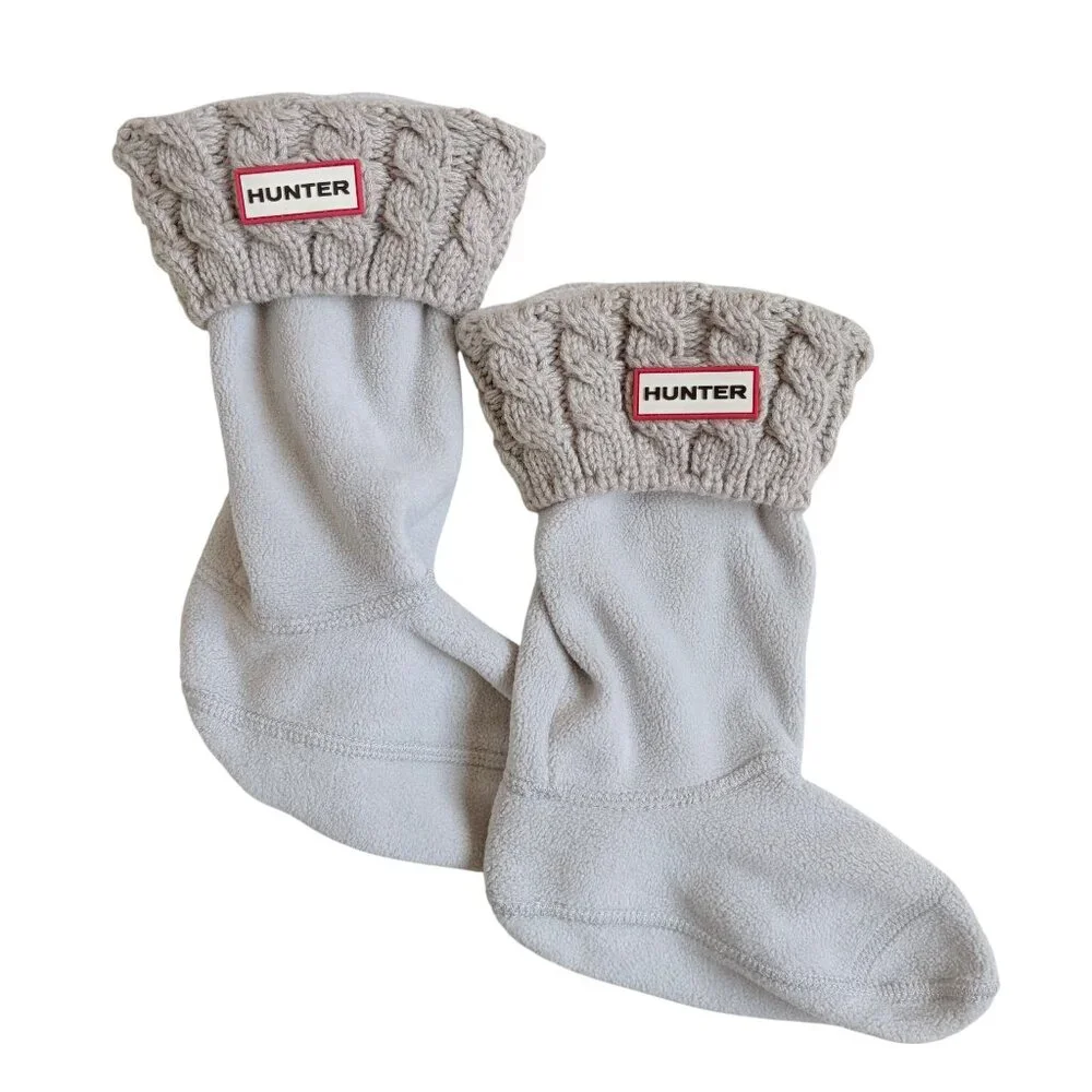 Hunter Rain Boots Girls' Cable Boot Sock (Grey) - Size Large